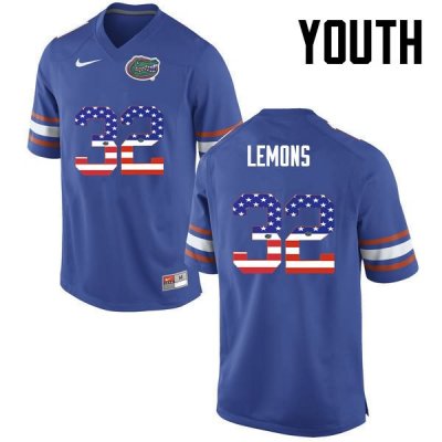 Youth Florida Gators #32 Adarius Lemons NCAA Nike Blue USA Flag Fashion Authentic Stitched College Football Jersey URP6662LJ